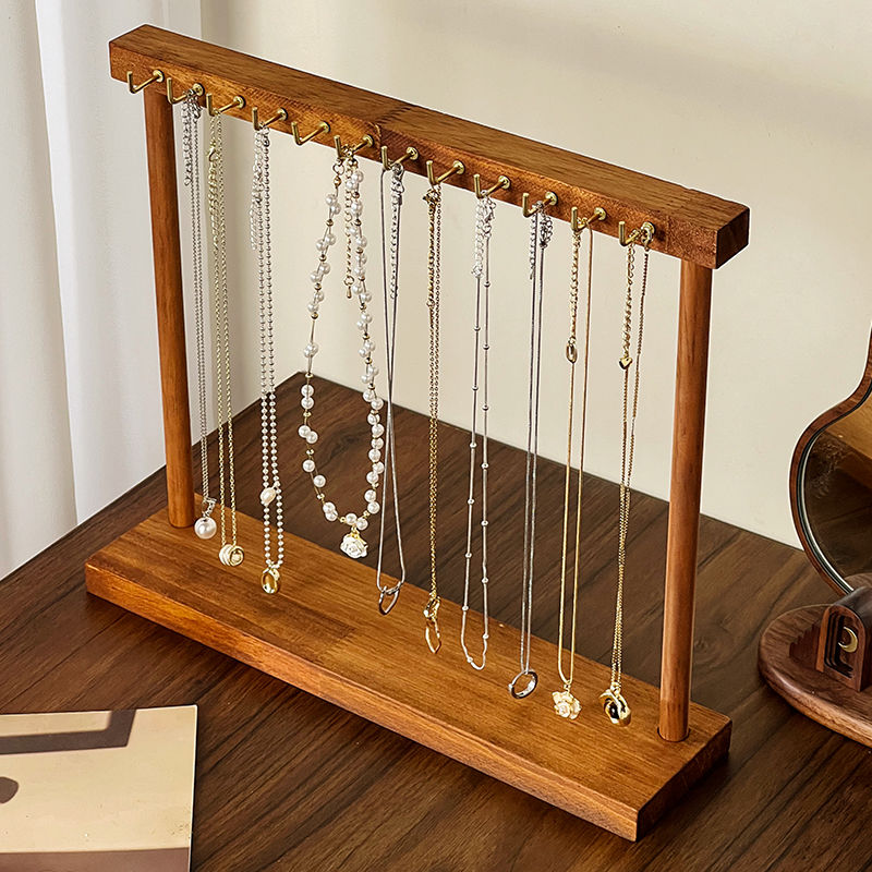 Sieraden Organisator Display Stand Massief Houten Ketting Hangend Aanrecht Rek Voor Kettingen Oorbellen Armbanden Showcase Opbergrek