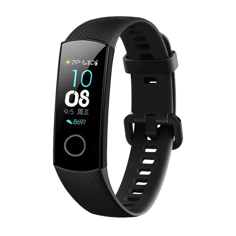 Til original huawei honor band 4 nfc smart watch armbånd silikone sport band til honor band 5 smart watch armbånd correa: Sort