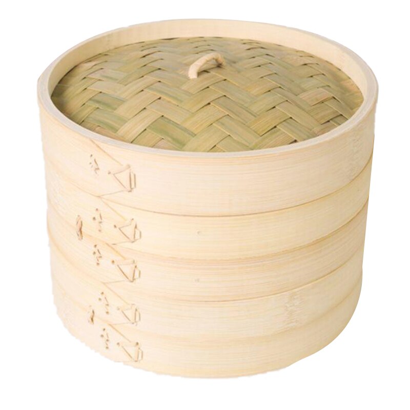 Vaporera de bambú de 12 pulgadas, tradicional de la cesta, cocina de alimentos, ideal para albóndigas, verduras, pollo, arroz al vapor-Natural