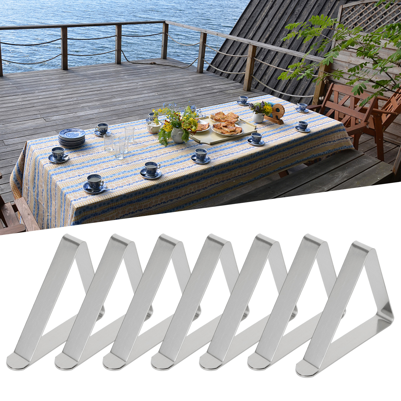 8 Stuks Roestvrijstalen Tafelkleed Klem Anti-Slip Clip Beveiligen Houder Bruiloft Camping Picknick Tafelkleed Cover Fix Clips