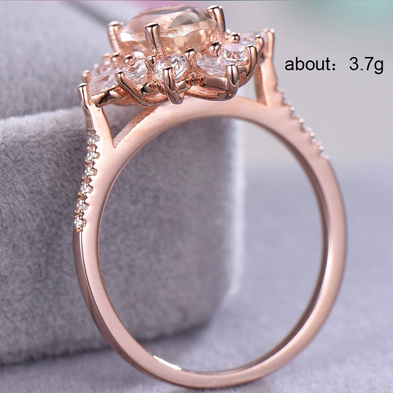 Huitan anillos de flores de con de copo de nieve único Color oro rosa Zirconia cúbica joyería de de anillo de dedo de las mujeres