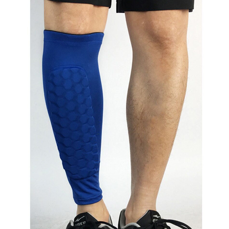 WorthWhile 1 PC Honeycomb Shin Guard Sports Football Shields Soccer Legging Shinguards Leg Sleeves Protective Gear: 1 Piece Blue / L