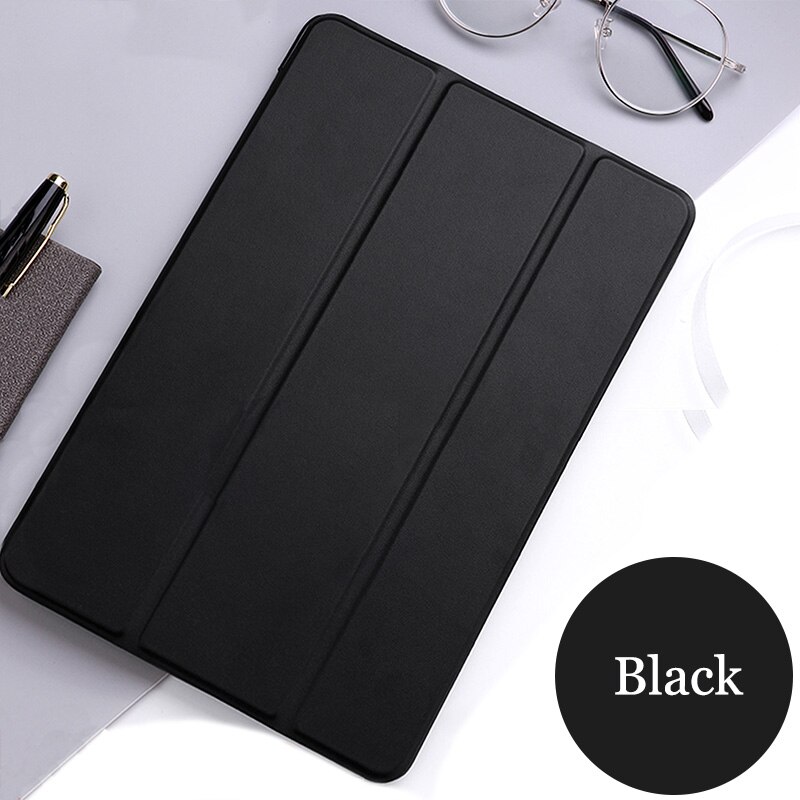 Tablet case voor Apple ipad 10.2 "PU Lederen Smart Sleep wake funda Trifold Stand Solid cover voor ipad 7 A2197 a2200 A2198: Dark night black