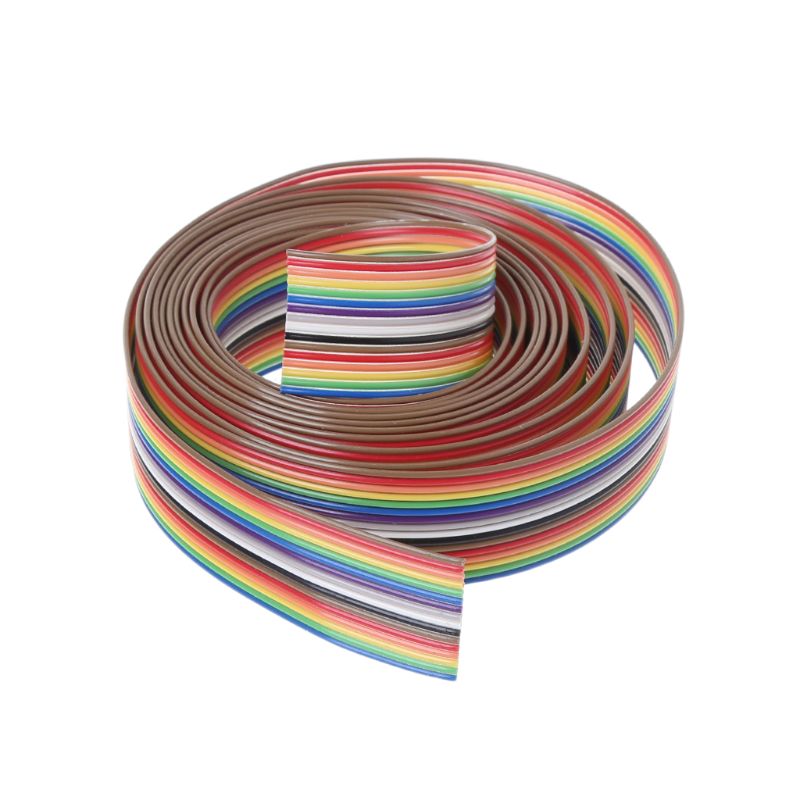 2m 16 Pin Flat IDC Ribbon Extension Cable Rainbow DuPont Wire With 1.27mm Line Pitch Connect Wires