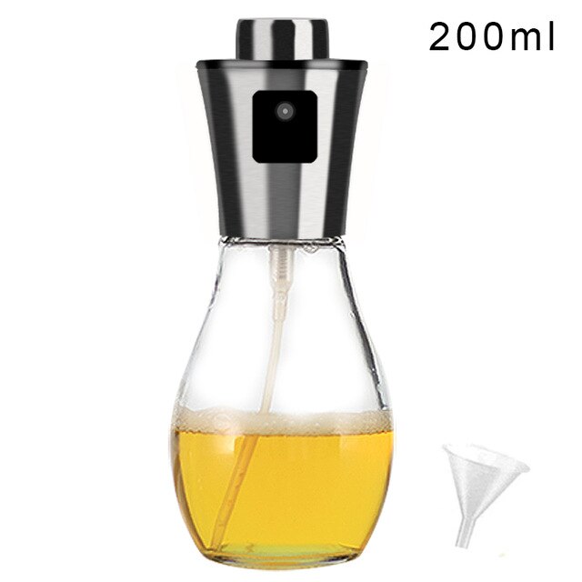 Keuken Bakken Olie Kok Olie Spray Lege Fles Azijn Fles Olie Dispenser Koken Tool Salade Bbq Koken Glas Olie Spuit: round-200ml
