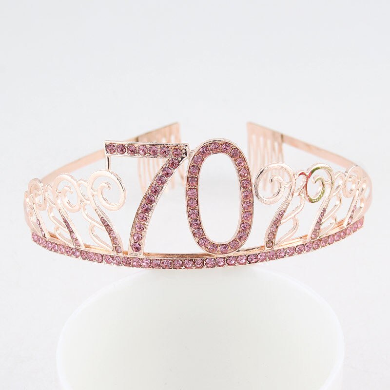Pink Rhinestone 70 80 90 100 Birthday Party Tiara ... – Grandado
