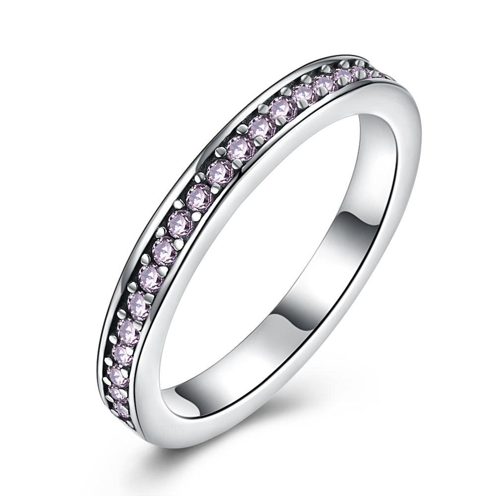 3 kleurenopties ronde rij van kubieke zirkonia accessoires trouwringen voor dames sieraden (jewelora  ri103327): 7 / Paars 