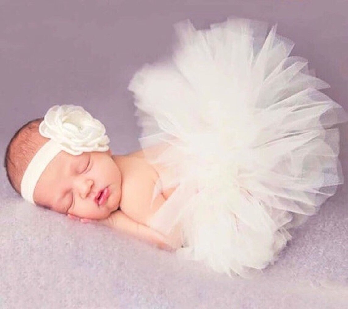 1 Set Baby Meisje Kostuum Met Echte Foto Mooie Meisjes Tutu Jurk Hoofdband Pasgeboren Baby Fotografie Prinses Jurk Kostuum