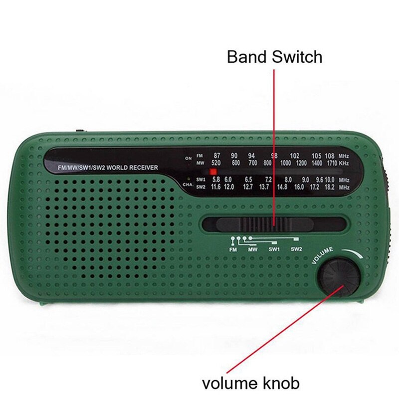 De13 Draagbare Fm Am Radio Solar Emergency Radio Wereldontvanger Hand Crank Emergency Outdoor Radio Draagbare Zonne-energie Opladen