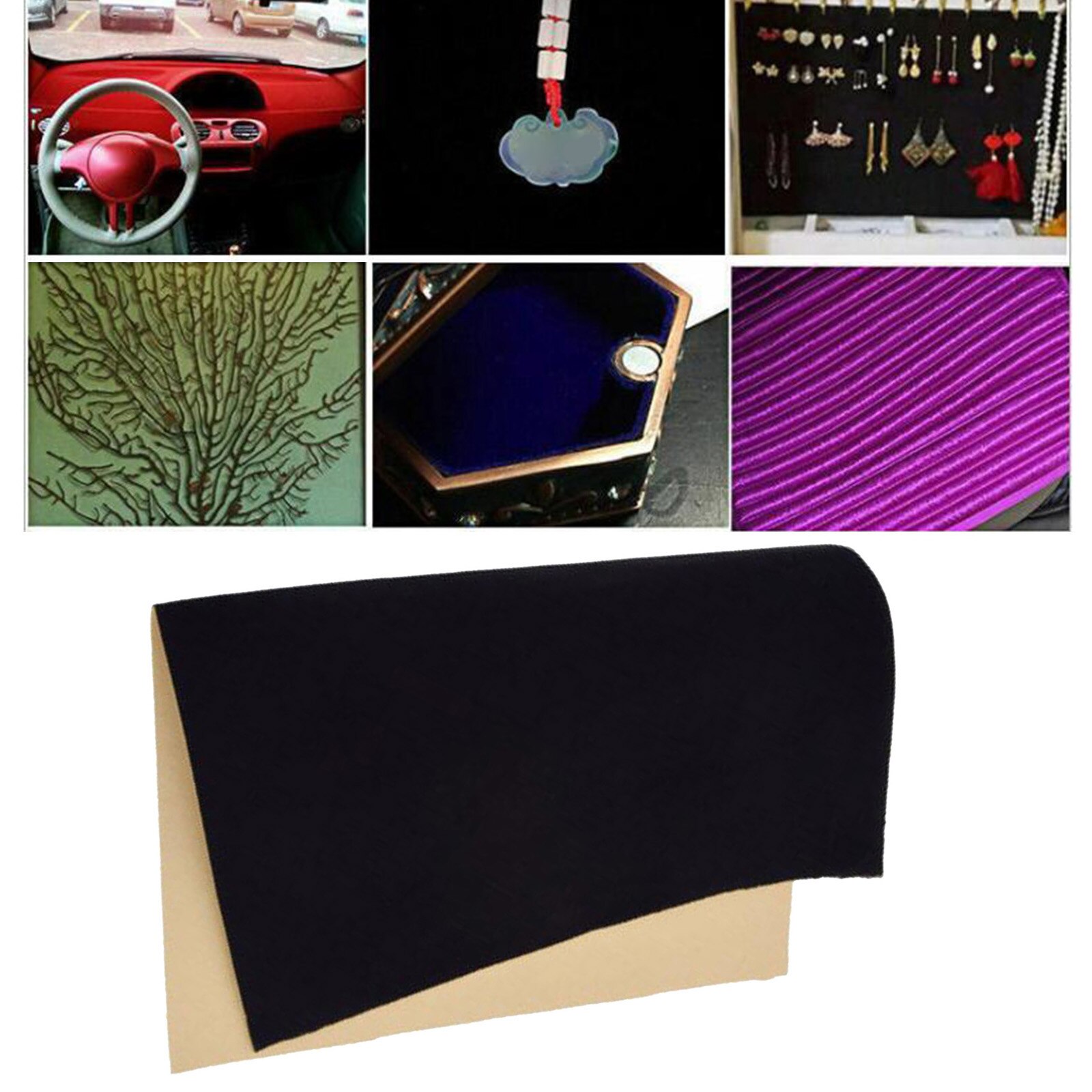 Self Adhesive Velvet Fabric DIY Liner Paper Bows Jewelry Drawer Liners Art Craft: Black