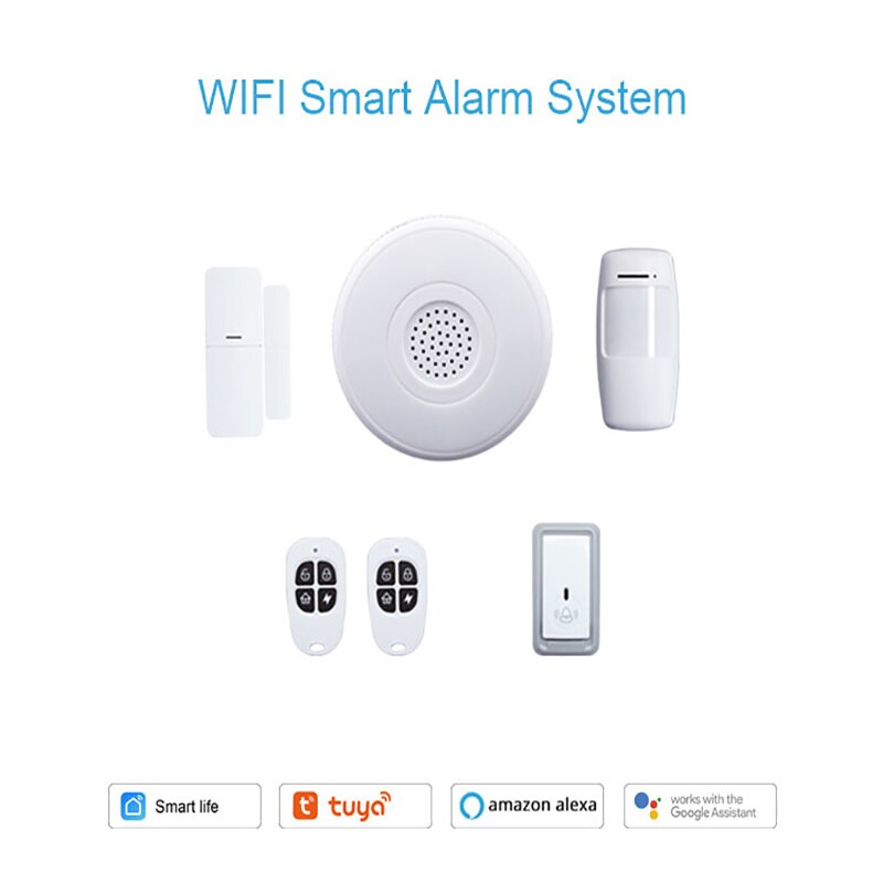 DIY Tuya Alexa Google Smart WiFi Alarm System kit SOS with APP Push and Calling Alarms, No Monthly Fee, No Long-Term Contracts
