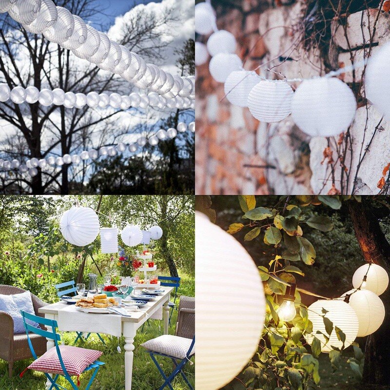 30 Pcs 4 inch-12 inch White Paper Lantern Chinese Lanterne Papier Lampion Wedding Party Halloween Christmas Event Hanging Decor