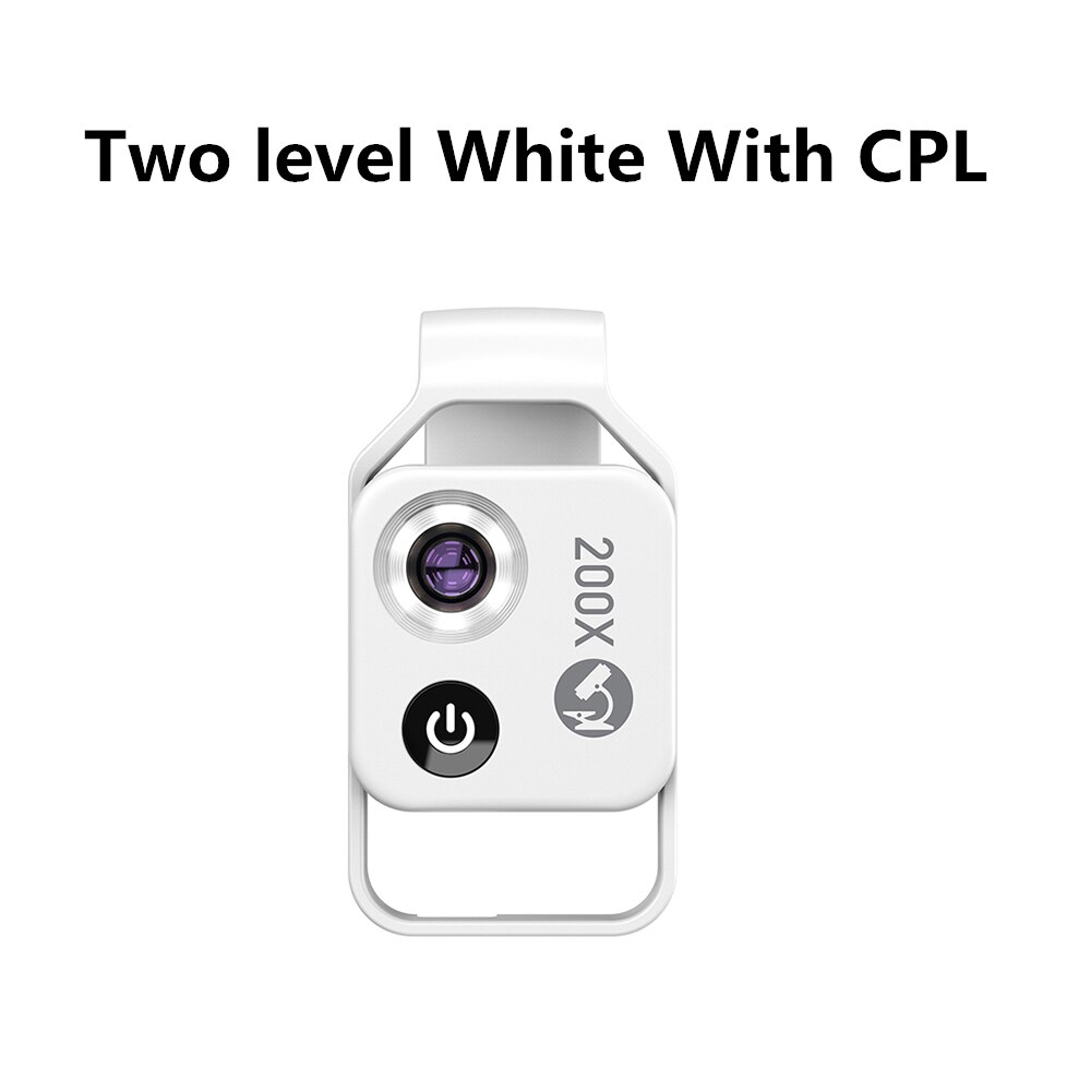 Lente per microscopio con ingrandimento APEXEL 200X con lenti Macro tascabili a luce LED Mobile CPL per IPhone Xiaomi Samsung Huawei: Two Level White CPL