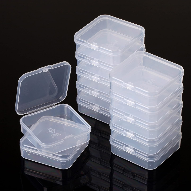 Mini contenedores transparentes de 6-48 Uds., caja de almacenamiento de cuentas cuadradas de plástico para cuentas, joyería, manualidades, juego de mesa, organización de piezas al por mayor