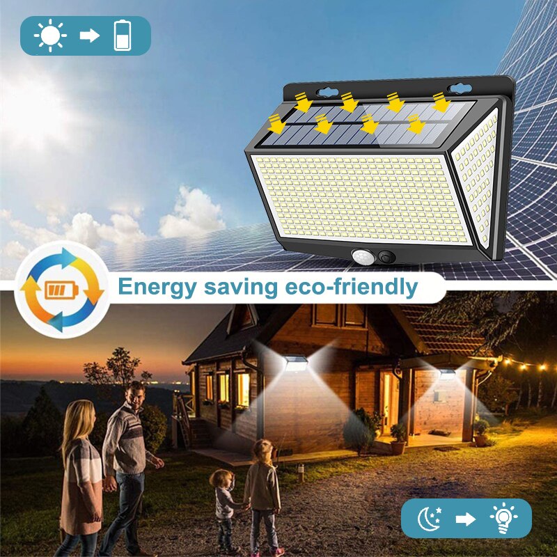 LITOM-Luz LED Solar para exteriores, luz resistente al agua IP65, con Sensor de movimiento PIR, gran angular de 468 °, tres modos de luz, para jardín, 270