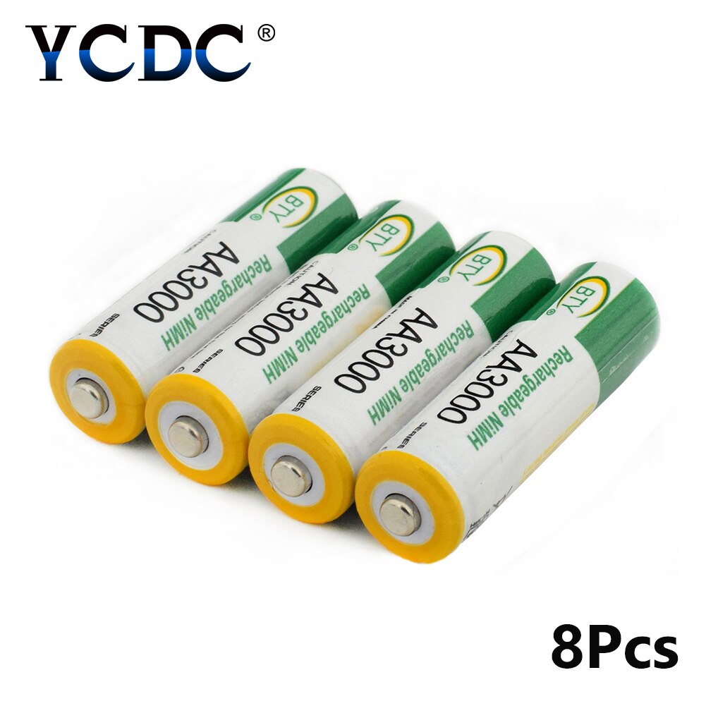 Piles li-po Ni-MH li-polymère de remplacement BTY AA LR6 HR6 3000mAh Ni-MH batterie Rechargeable multi-usages: 8 Pcs