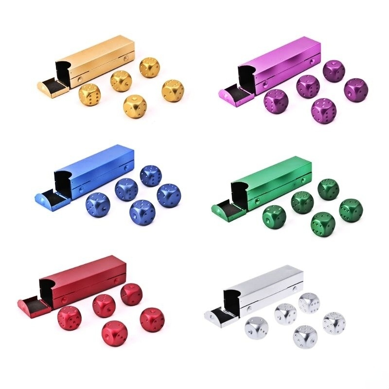 5Pcs 16Mm Aluminium Dobbelstenen Polyhedral Metalen Effen Draagbare Dobbelstenen Domino 6 Zijdige Dobbelstenen Poker Party Entertainment Gereedschap