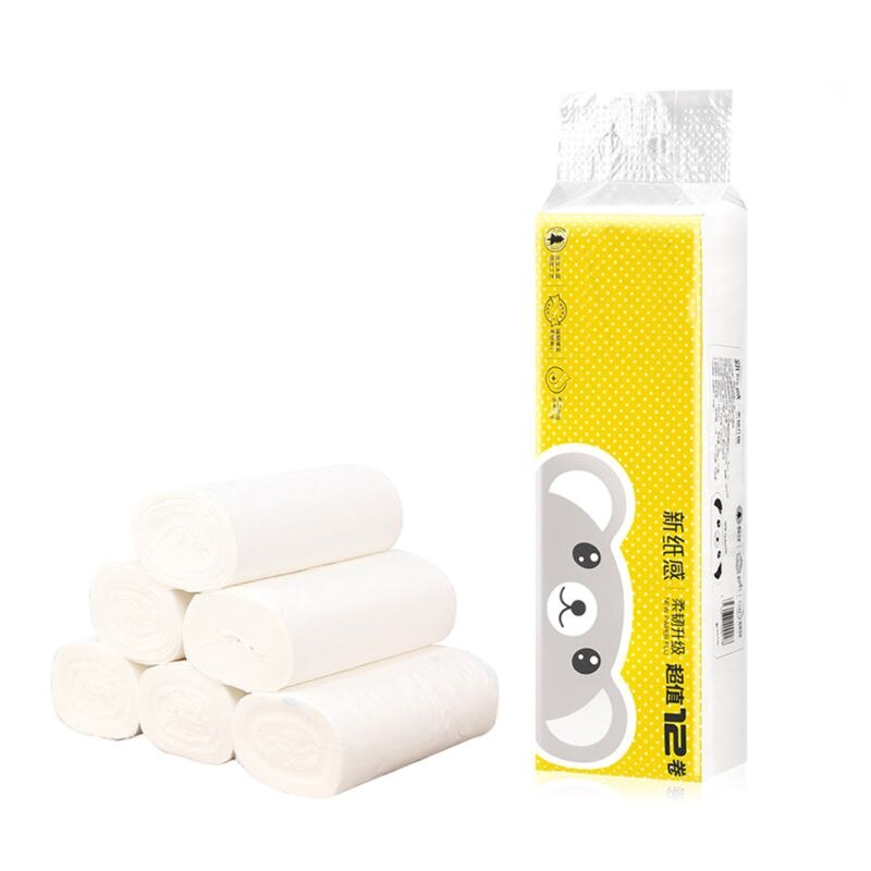 12 Rolls Toilet Paper Silky Smooth Soft Virgin Wood Pulp Paper 4-Ply Tissues