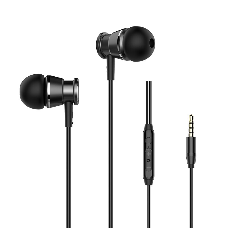 Langsdom M305 金属インイヤーイヤホン電話低音有線 Headphones3.5mm ヘッドセットステレオイヤフォン電話: Black