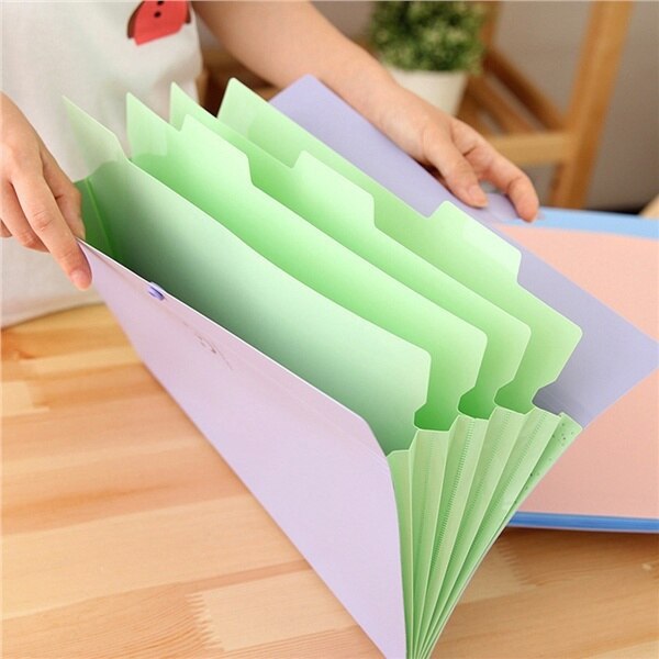 Uitbreidbare archiefdoos accordeonmap  - 5- pack 5 vakken plastic accordeonmap organizer  a4 briefformaat drukknop papieren orgel