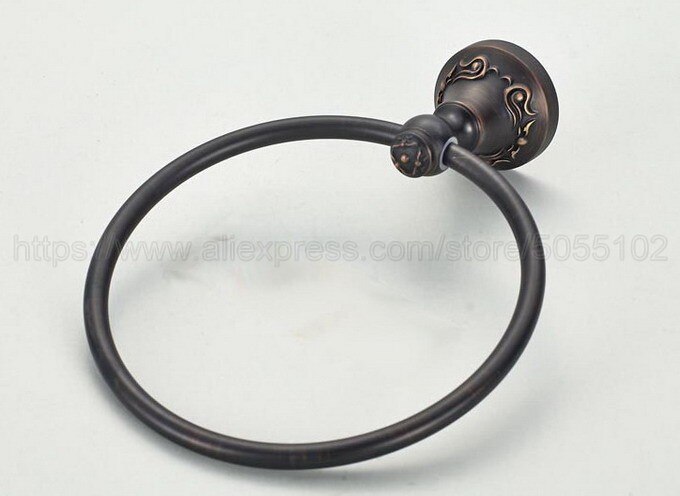 Toallero negro montado en la pared, soporte de bronce antiguo para baño, barra de soporte de papel higiénico para WC, zba446