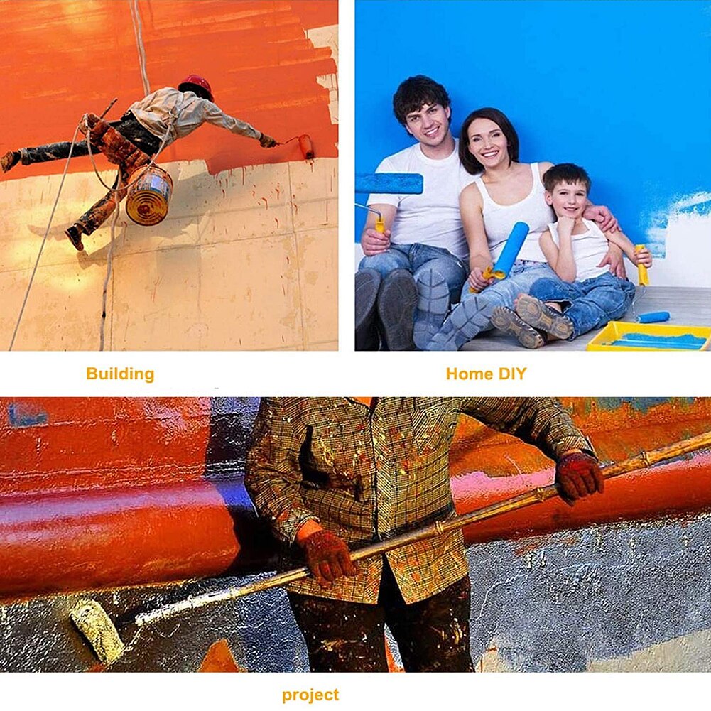 9" Medium Pile Roller Wall Paint Runner Kit Emulsion Sleeves Frame Handle Painting Brush with Roller Tray for Home Decoration