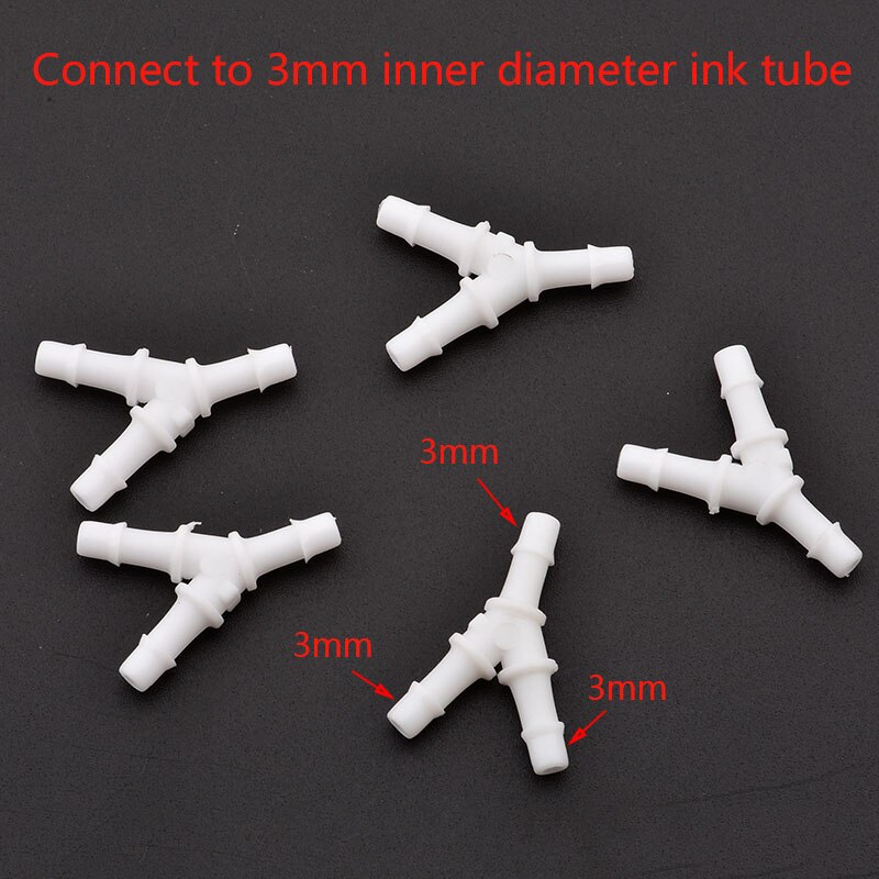 20pcs Eco solvent Y Shape Ink Tube UV Connector for Large format Y Ink Tube white Connector printer machine: D