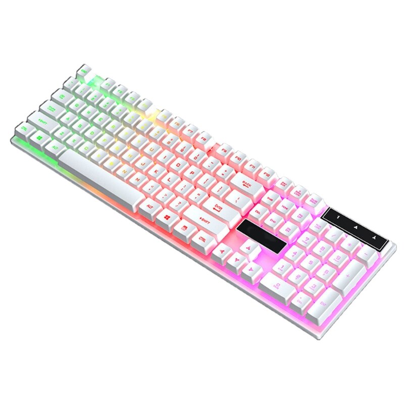PC Gamer 104 key tea green black red switch Ergonomic linear alternate action axis backlit USB wired gaming manipulator keyboard: white