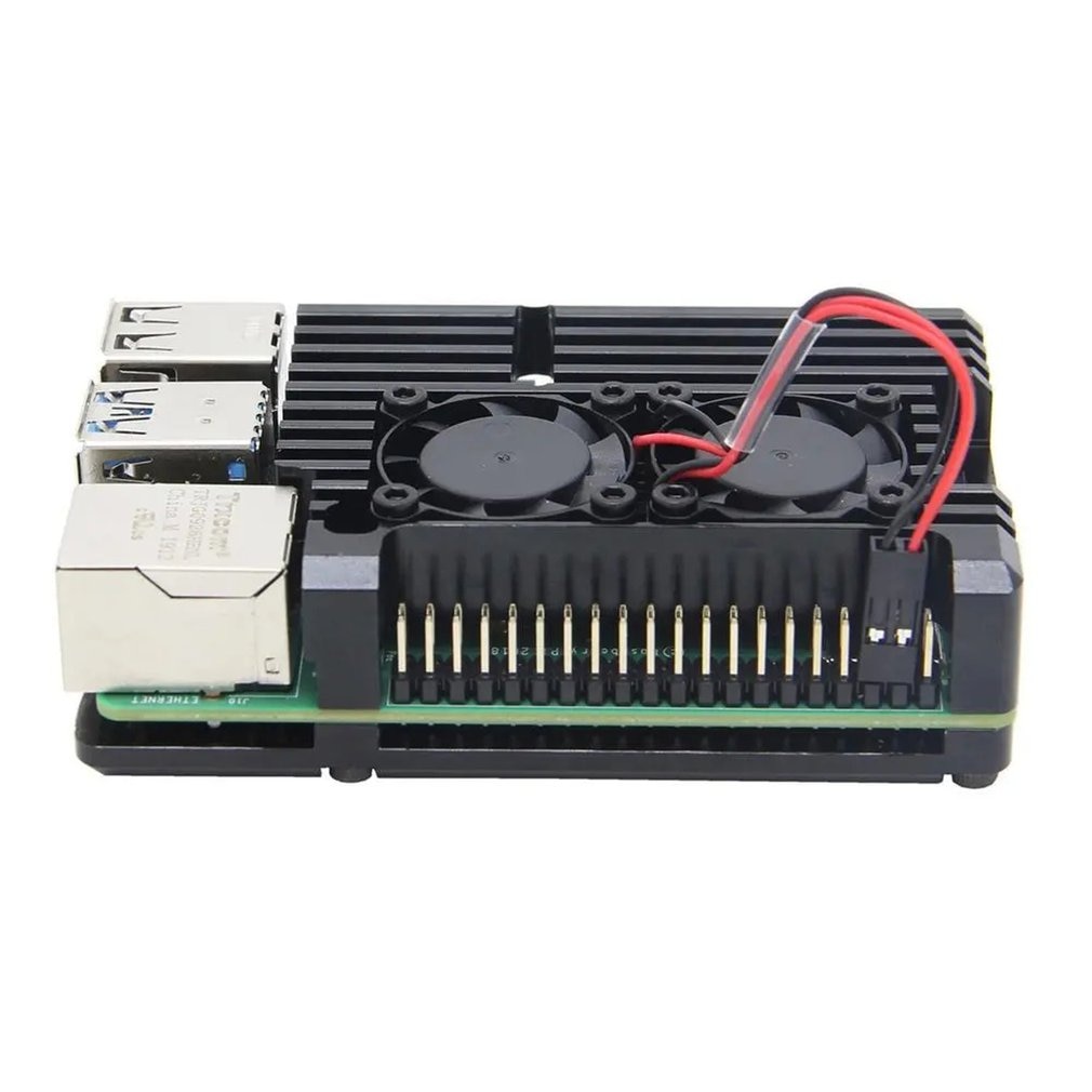 Pour framboise Pi 4 modèle CNC boîtier en alliage d'aluminium coque en métal avec dissipateurs de chaleur pour framboise double ventilateurs