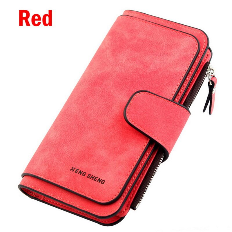 Women's Soft Leather Long Wallet Credit Card Clutch Purse: rad