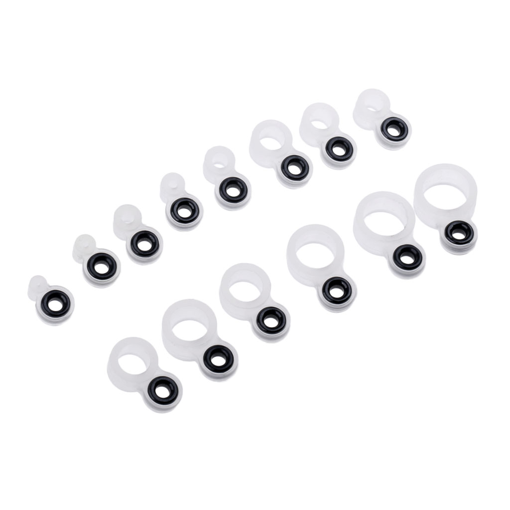14Pcs/set Silicone and Ceramic Fishing Rod Guides Rod Repair Kit DIY Rod Tip Eye Rings - 14 DIFFERENT SIZES