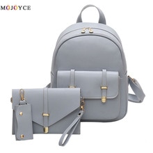 3 teile/satz Classics Fshion PU Leder Frauen Rucksack Mädchen Solide Schulter Weibliche Mini Rucksack Dame Composite Tasche Mochila Feminina