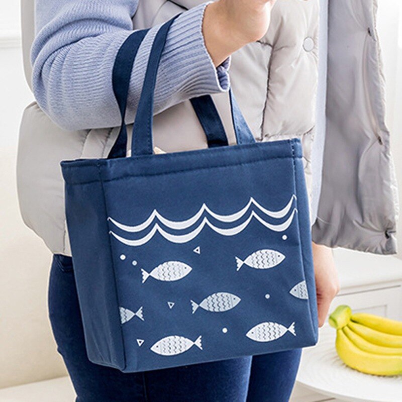 Lunch Bag Kid Women Men Thermal Insulation Waterproof Portable Picnic Insulated Food Storage Box Tote Lunch Bag: 03 Navy