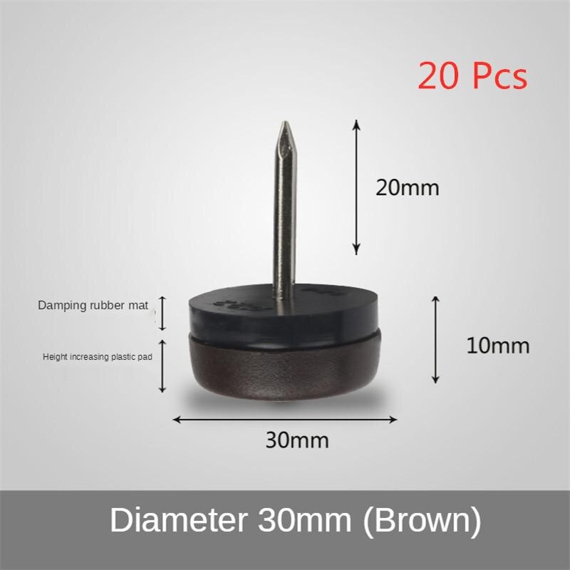 20 Stks/partij 30Mm Meubilair Stille En Antislip Plastic Anker Nail Kast Grond Wit Bruin: Brown