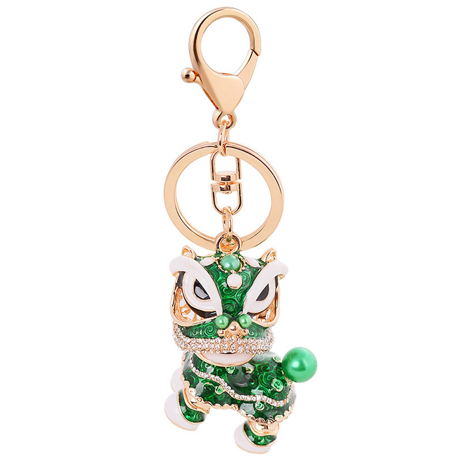 Chinese-style Unicorn Bracelet Charm Lion Dance Alloy Key Ring-Style Retro Suitcase Ornaments Lion Automobile Hanging Ornam: Green