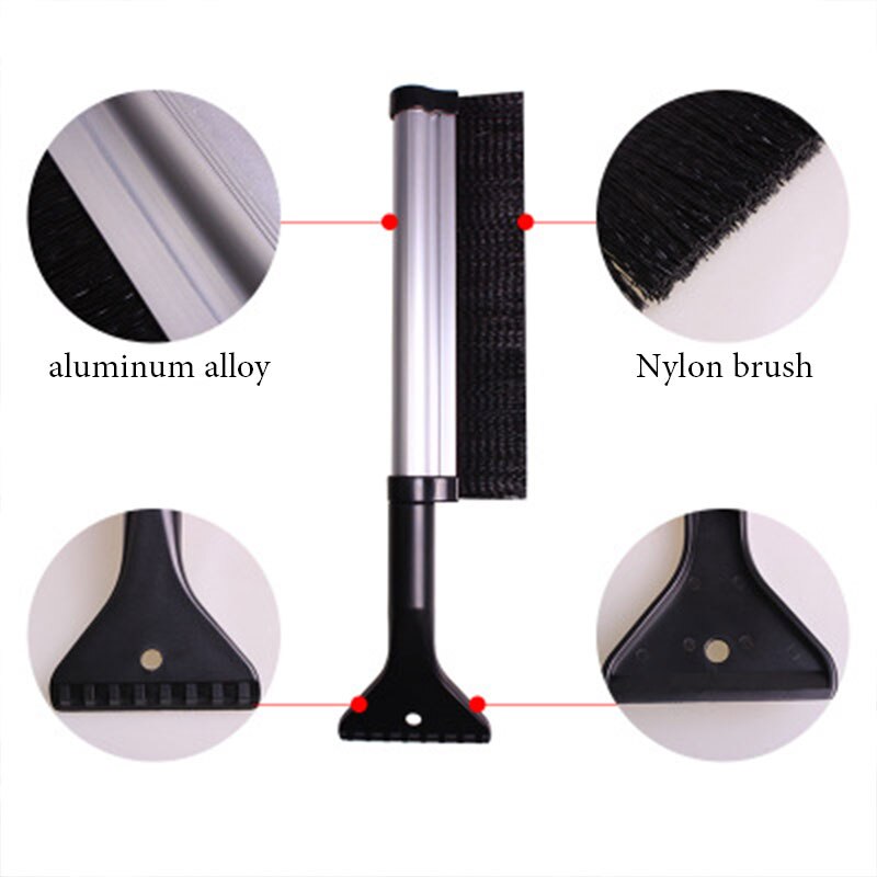 Raspador de hielo para parabrisas de coche, cepillo extensible de acero inoxidable, herramienta de limpieza, escoba, accesorios de lavado