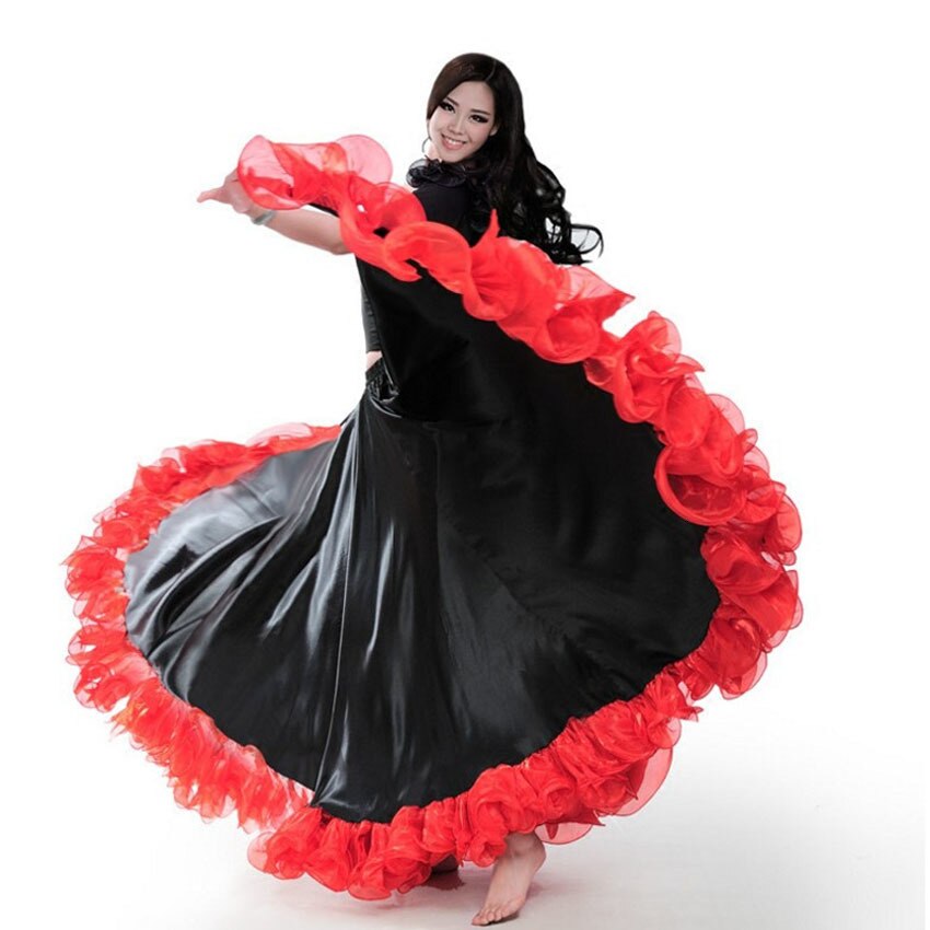 Mode Plus Size Gypsy Stijl Vrouwelijke Spaanse Flamenco Rok Prestaties Buikdans Kostuums Ruches Kanten Jurk Team Prestaties