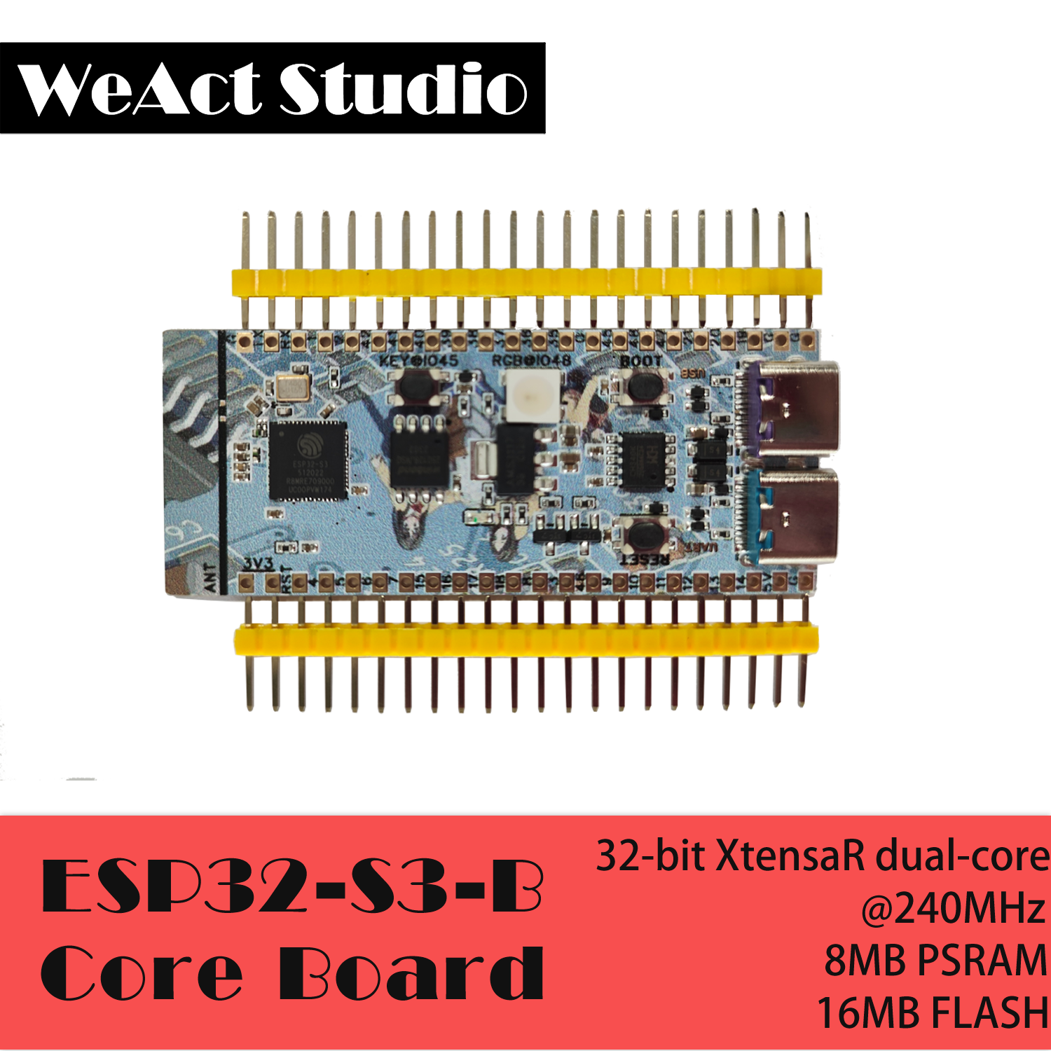 ESP32-S3-N16R8 WiFi Bluetooth-compatible BLE 5.0 Mesh Development Board ESP32S3 Wireless Module Micropython: SKY BLUE