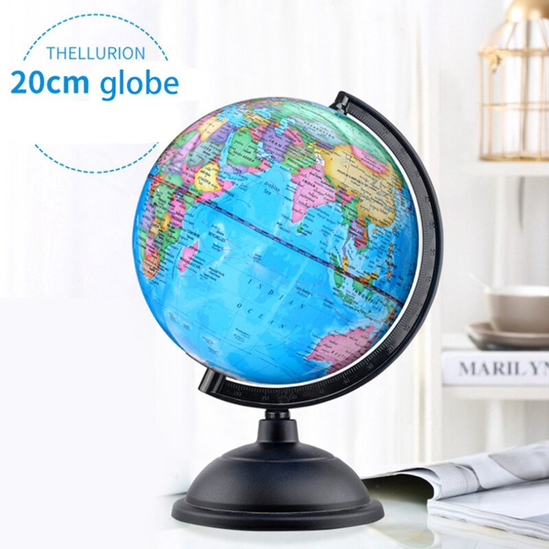 20CM World Globe Map Rotating Stand + LED Light World Earth Globe Map School Geography Educational Kids Exploring