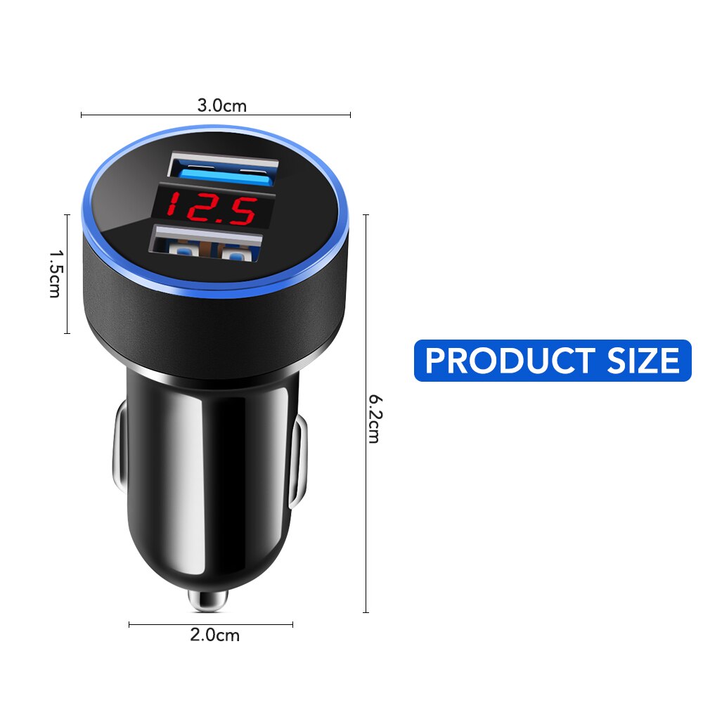 Car Charger 5V 3.1A With LED Display Universal Dual Usb for Alfa Romeo alfa romeo 159 147 for saab 93 95 9000 peugeot 206 307