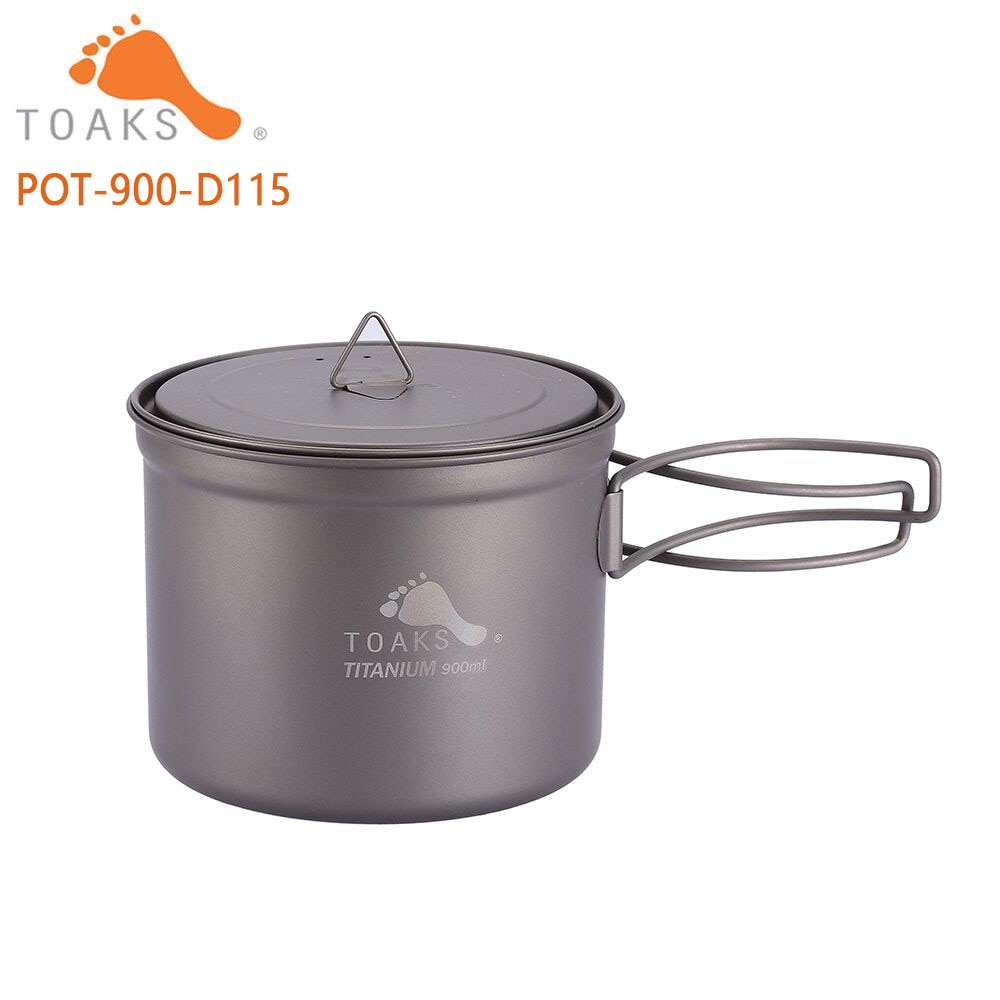 Toaks udendørs camping titanium cup 900ml ultralet titanium pot med låg og foldet håndtag pot -900-d115