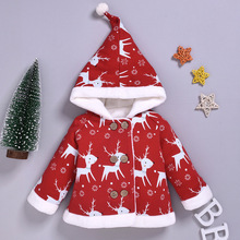 freundlicher Jungen Mädchen Baby Winter Mantel Hirsch Weihnachten Karikatur Gepolsterte Kapuze Outwear neugeborene kleidung детская одежда freundlicher kleidung # E30