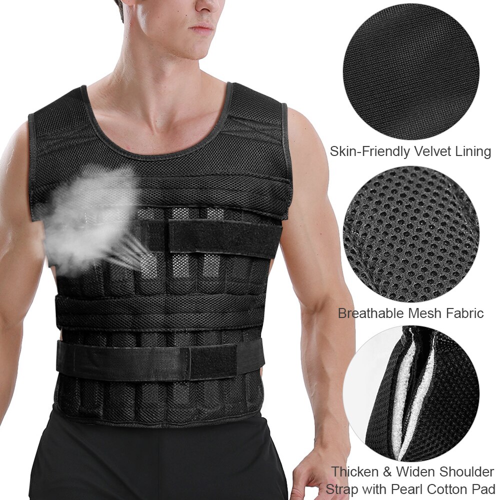 Adjustable Weighted Vest 35kg Weight Exercise Weight Waistcoat Jacket Loading Cloth Strength Training Gym Equipment