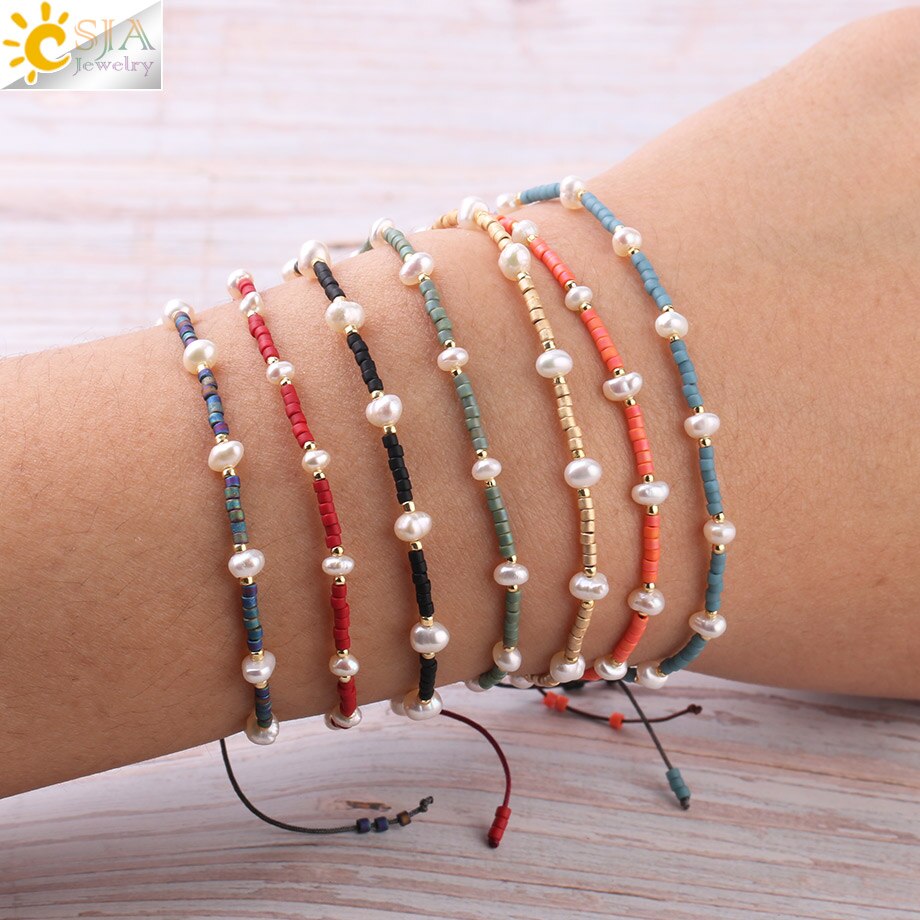 CSJA Miyuki, Pulseras para Mujer, pulsera de perlas, pulsera para Mujer, , joyería barroca, abalorios trenzados de cristal Delica S343