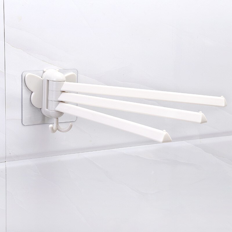 A2566 indsæt roterende håndklædestativ køkken kludestativ badeværelse hulfri rack håndklædestang: Hvid