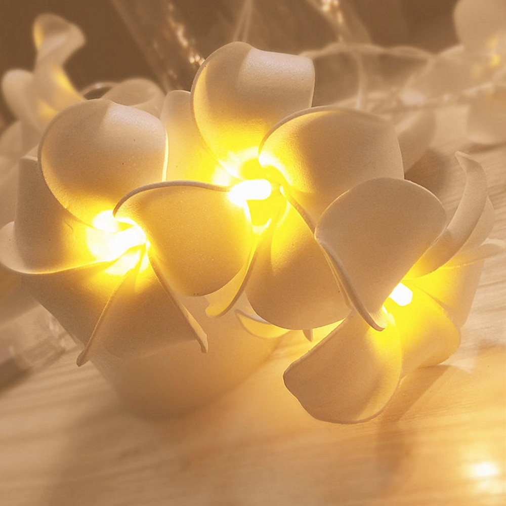 Guirnalda de luces LED DIY Plumeria batería USB EU enchufe poder Frangipani guirnalda Floral luz para vacaciones Navidad dormitorio Decoración