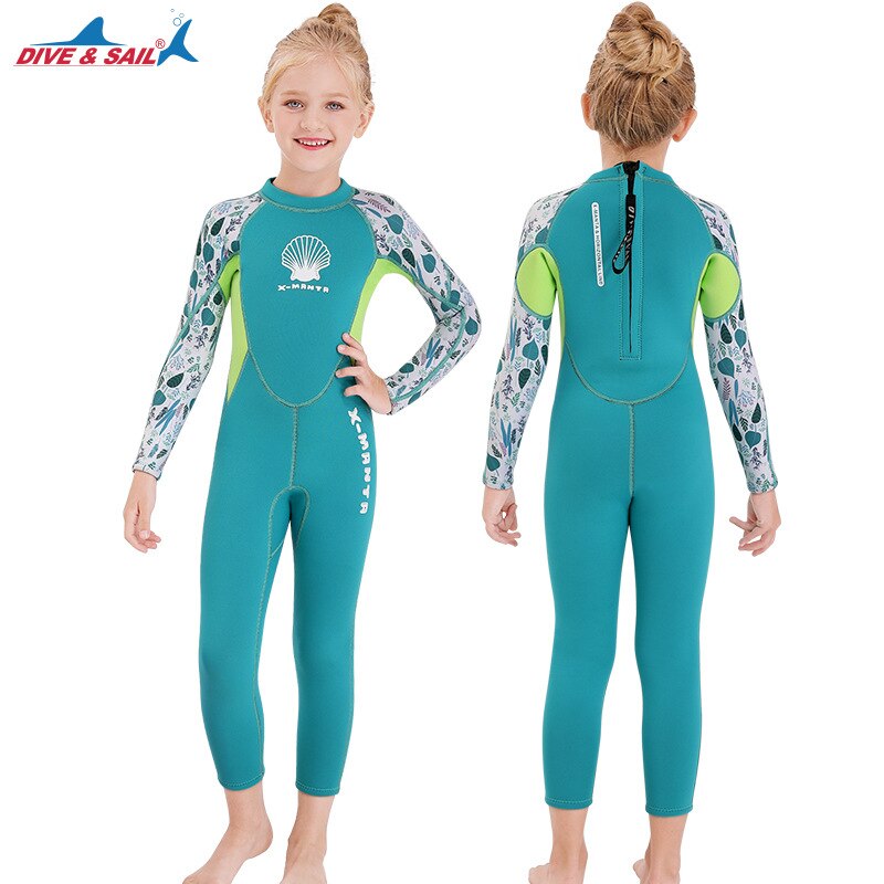 Traje de baño de una pieza para niños, bañador cálido de 2,5mm para invierno, traje de neopreno de manga larga a prueba de frío para surf, novedad