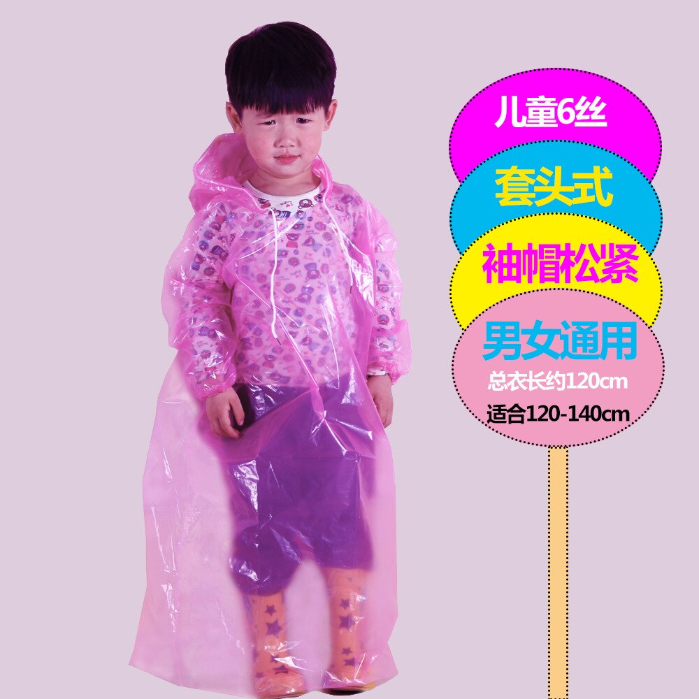 Children Disposable Raincoat Thickened Collar Loose Sleeve Outdoor Raincoat The Same Style For Mother And Child: Black