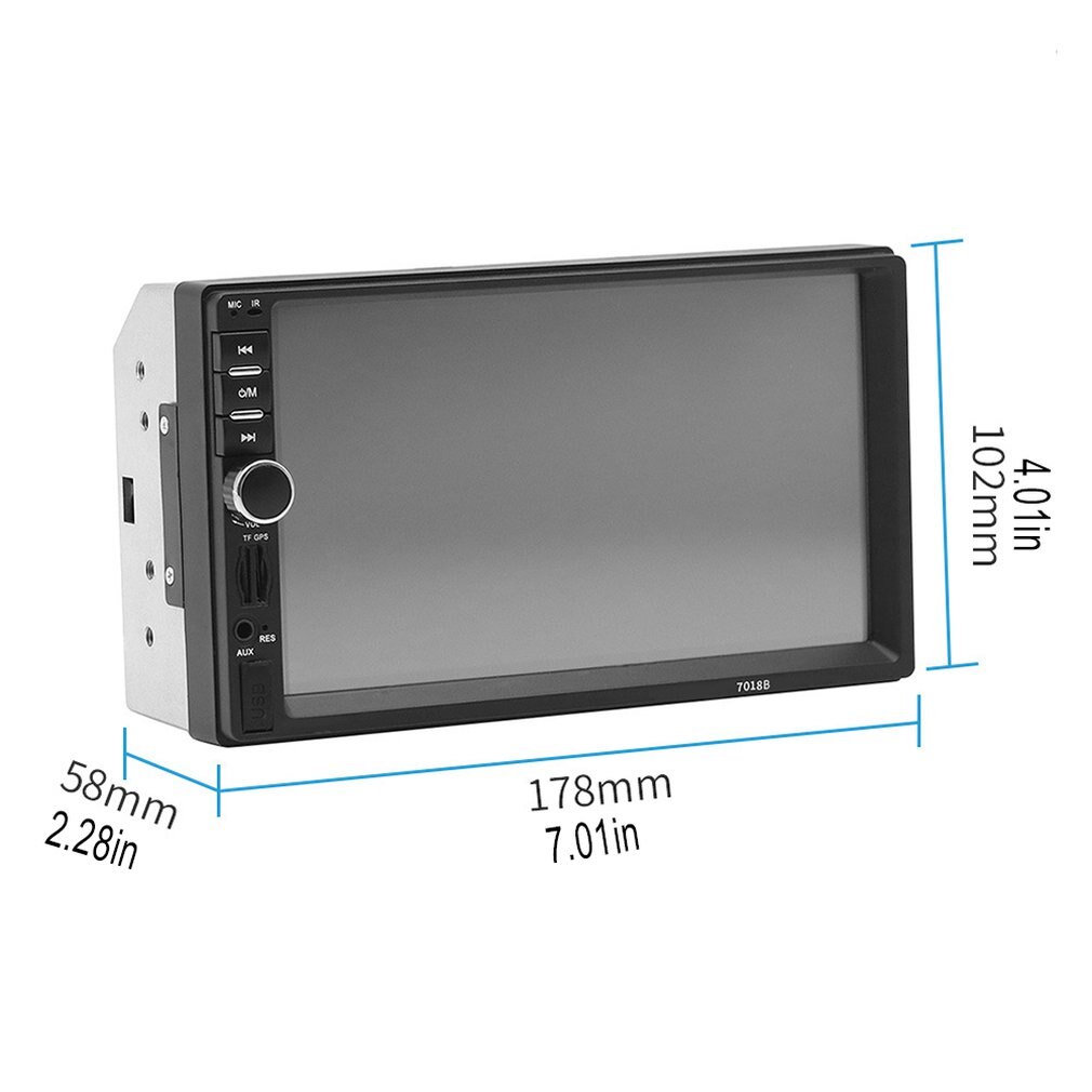 7" Car MP5 Player - HD 1024x600 - Connects to Android & Apple - Bluetooth Audio Video