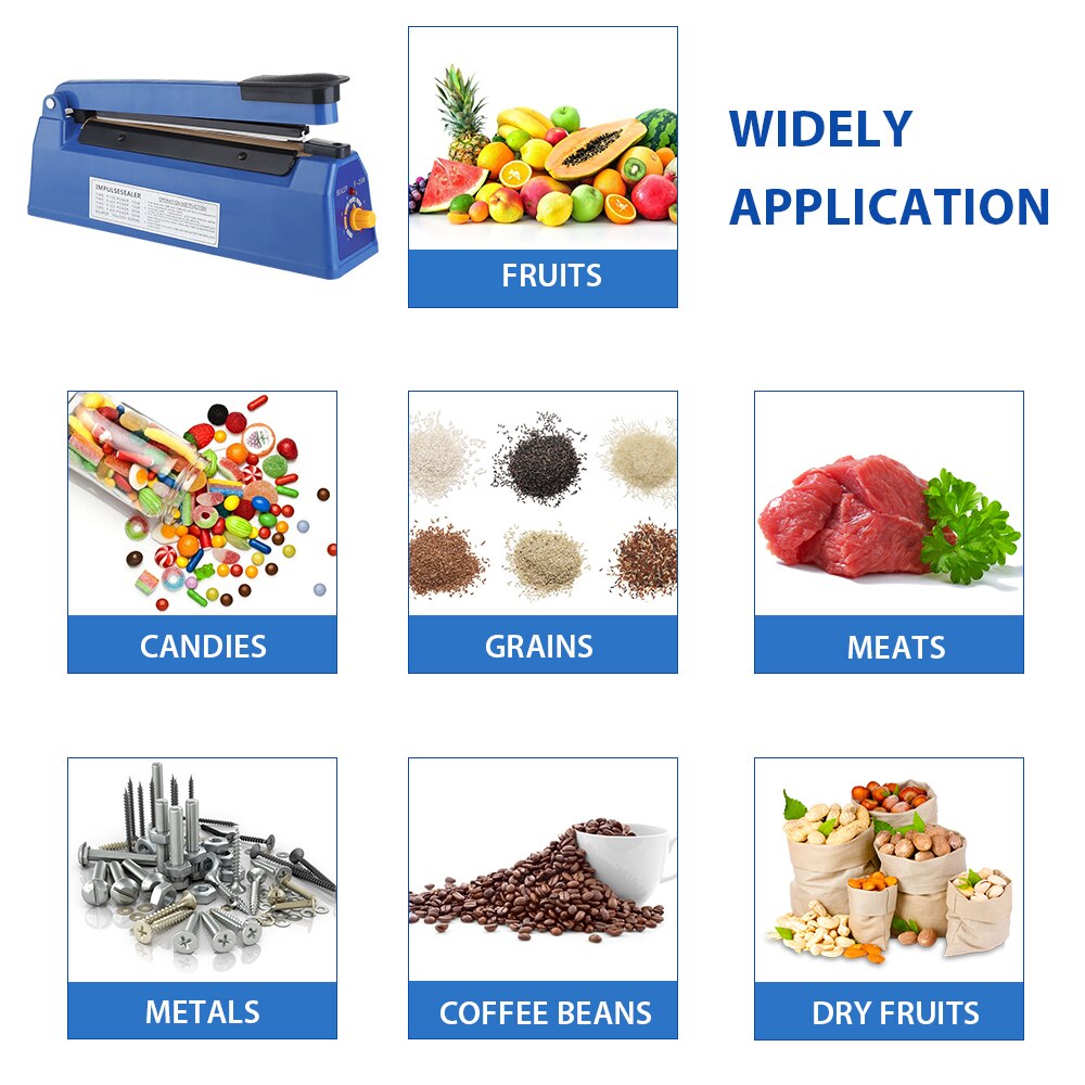 Blue Food Sealer Packaging Machine Impulse Sealer Heat Sealing Machine Kitchen Food Sealer Vacuum Bag Sealer Packing Tools